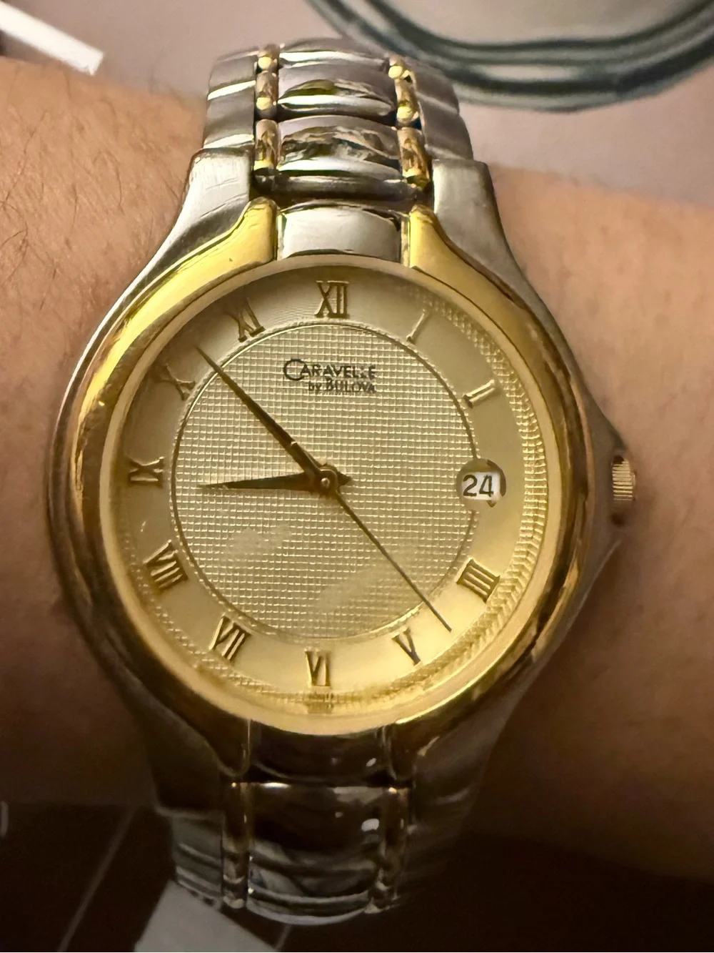 Caravelle by Bulova Two-Tone Gold Dial Watch